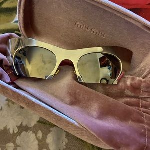 Miu Miu Gold and Pink Sunglasses